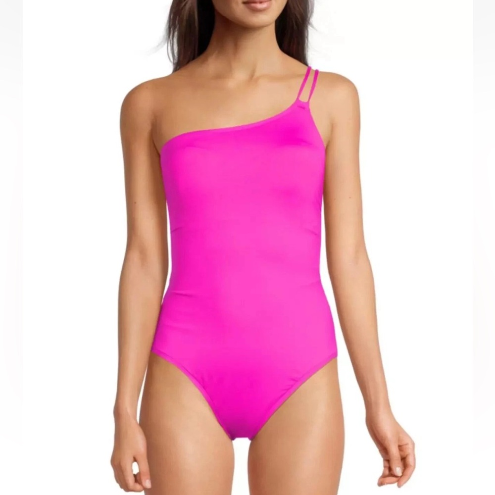 NWT La Blanca Orchid Pink One-Shoulder Swimsuit Size 4 / EU 36